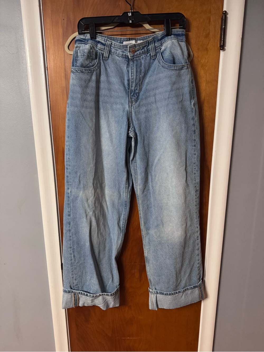 Bershka Light Blue Denim Jeans with intentional crop